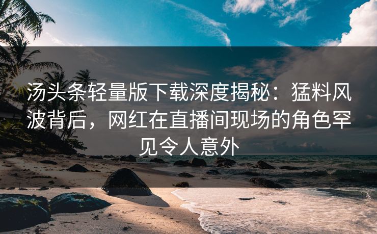 汤头条轻量版下载深度揭秘：猛料风波背后，网红在直播间现场的角色罕见令人意外