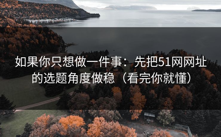 如果你只想做一件事：先把51网网址的选题角度做稳（看完你就懂）